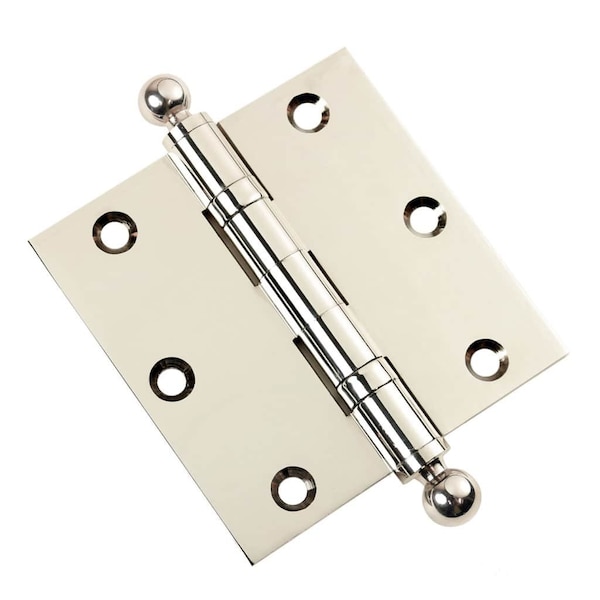 Embassy 3-1/2 x 3-1/2 Solid Brass Hinge, Polished Nickel Finish with Ball Tips - 3535BBUS14B-1