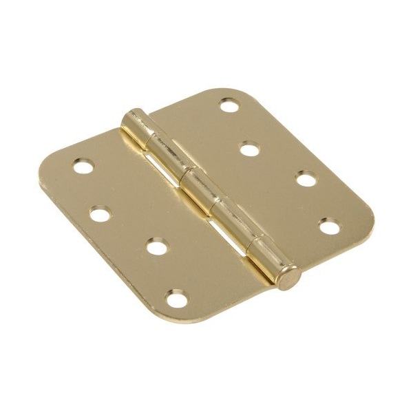 Hillman 4 in Residential Door Hinge with 062 in Round Corners Brass Plated - 851246