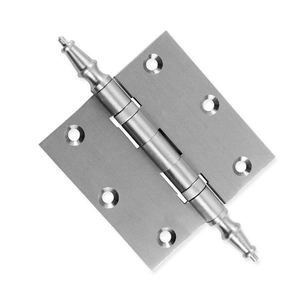Embassy 3-1/2 x 3-1/2 Solid Brass Hinge, Satin Nickel Finish with Steeple Tips - 3535BBUS15S-1
