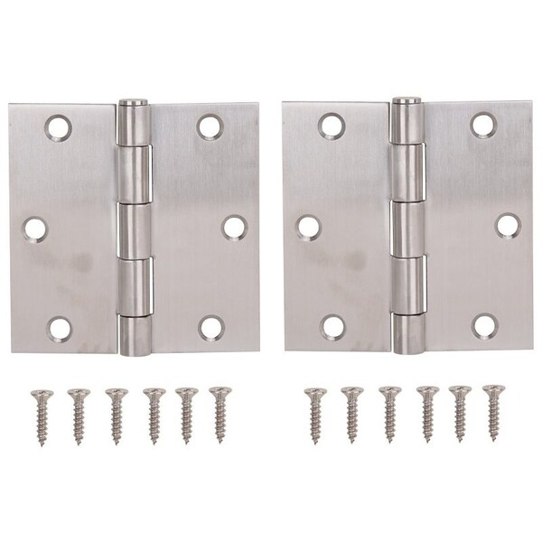 Prosource Square Corner Door Hinge, Steel, Brushed, Loose Pin, 180 deg Range of Motion - 20338SS-35S-DB-PS