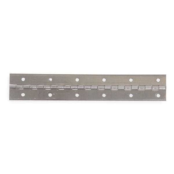 Zoro Select Piano Hinge, Aluminum, Full Surface Mounting, 1 in Leaf W x 72 in Leaf H, Aluminum - 4PB38