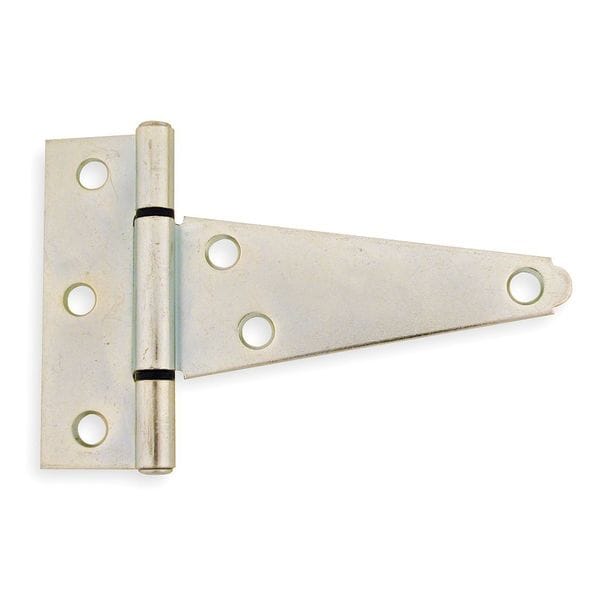 Zoro Select Tee Hinge, Steel, 1 1/4 in Leaf W x 3 3/16 in Leaf H, zinc plated - 4PB44