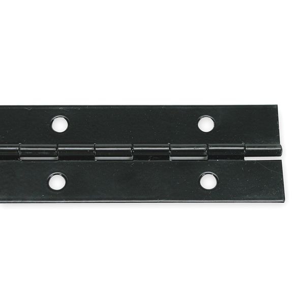 Zoro Select Piano Hinge, Steel, Full Surface Mounting, 1 in Leaf W x 72 in Leaf H, Black Enamel - 1CBJ1