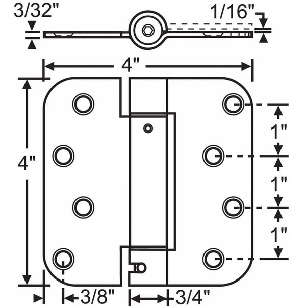 Zoro Select Door and Butt Hinge, Steel, Full Mortise Mounting, 4 in Leaf W x 4 in Leaf H, Satin Nickel - 8-468SNK