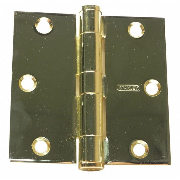 Best Door and Butt Hinge, Steel, Full Mortise Mounting, 1 1/2 in Leaf W x 3 1/2 in Leaf H, Bright Brass - CB179 3 5X3 5 FM SW DOOR HINGE  3  STL