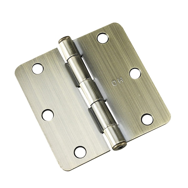 Richelieu 2Pack 3 12inch 89 mm Full Mortise Butt Hinge  14 Radius, Antique Brass - 2821ABB