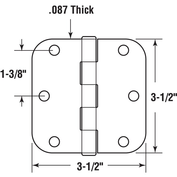 Prime-Line Door Hinge Residential Smooth Pivot, 3-1/2 in. with 5/8 in. Corners, Satin Brass 12 Pack - U 11508612