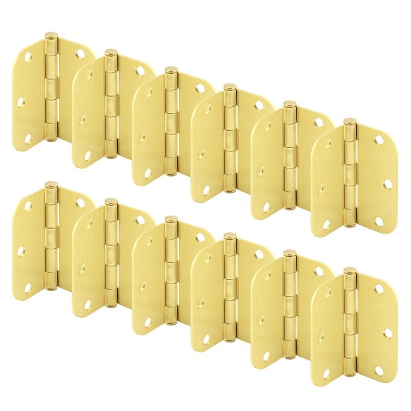 Prime-Line Door Hinge Residential Smooth Pivot, 3-1/2 in. with 5/8 in. Corners, Satin Brass 12 Pack - U 11508612