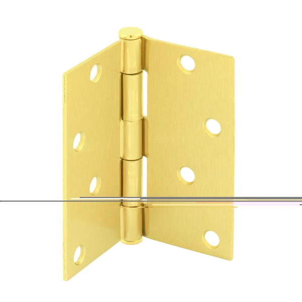 Prime-Line Door Hinge Residential Smooth Pivot, 4 in. x 4 in. with Square Corners, Satin Brass 3 Pack - U 1150363