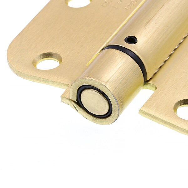 Prime-Line Door Hinge Commercial UL Adjust Self-Close, 3-1/2 in. with 5/8 in. Corners, Satin Brass 3 Pack - U 1158963