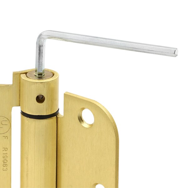 Prime-Line Door Hinge Commercial UL Adjust Self-Close, 3-1/2 in. with 5/8 in. Corners, Satin Brass 3 Pack - U 1158963