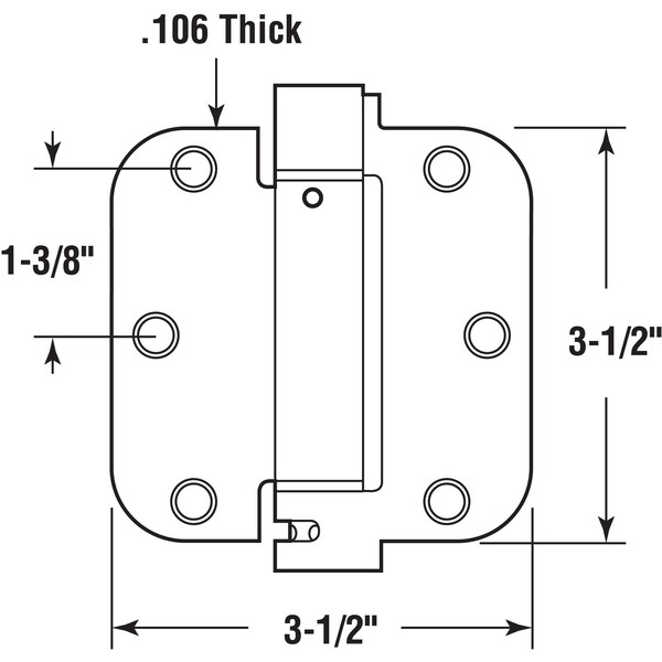 Prime-Line Door Hinge Commercial UL Adjust Self-Close, 3-1/2 in. with 5/8 in. Corners, Satin Brass 3 Pack - U 1158963