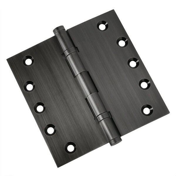 Embassy 5 x 5 Solid Brass Ball Bearing Hinge, Pewter Finish with Flat Tips - 5050BBUS17AF-1