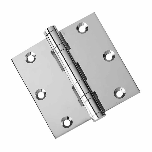 Embassy 3-1/2 x 3-1/2 Solid Brass Ball Bearing Hinge, Polished Chrome Finish with Flat Tips - 3535BBUS26F-1