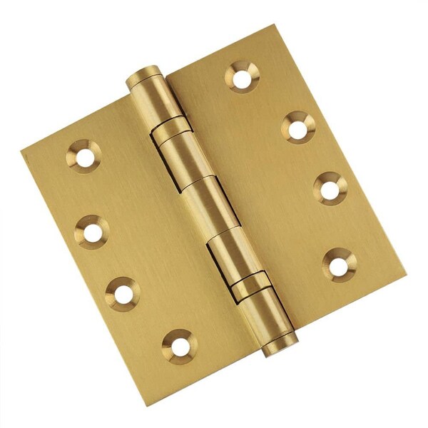 Embassy 4-1/2 x 4-1/2 Solid Brass Ball Bearing Hinge, Satin Brass Finish with Flat Tips - 4545BBUS4F-1