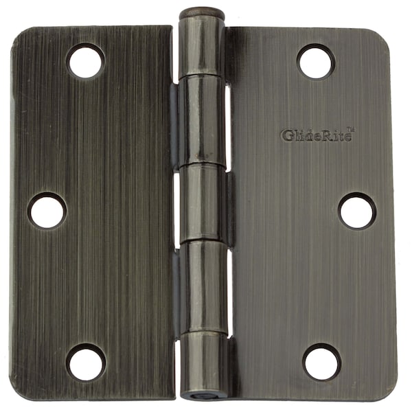 Gliderite Hardware 3-1/2 in. Antique Brass Door Hinge with 1/4 in. Corner Radius - 3514-AB, 12PK - 3514-AB-12