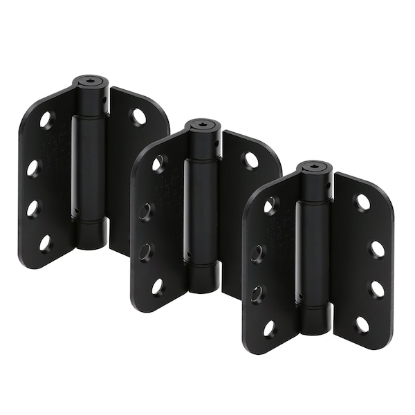 Prime-Line Door Hinge Commercial UL Adjust Self-Close, 4 in. w/ Square & 5/8 in. Corners, Matte Black 3 Pack - U 1159083