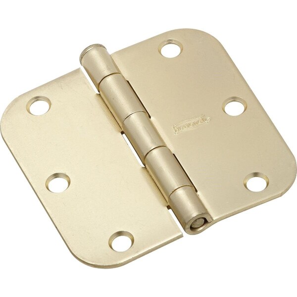 National 3-1/2 In. x 5/8 In. Radius Satin Brass Door Hinge - N830224