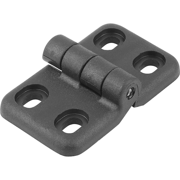 Kipp Hinge W. Oblong Holes 65X40, Thermoplastic Black, Comp:Steel - K0437.402020