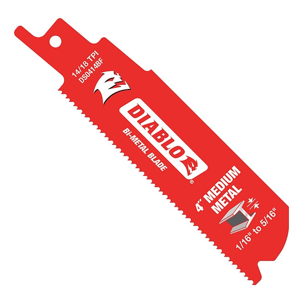 Diablo 4" L x Metal Cutting Reciprocating Saw Blade - DS0414BF5