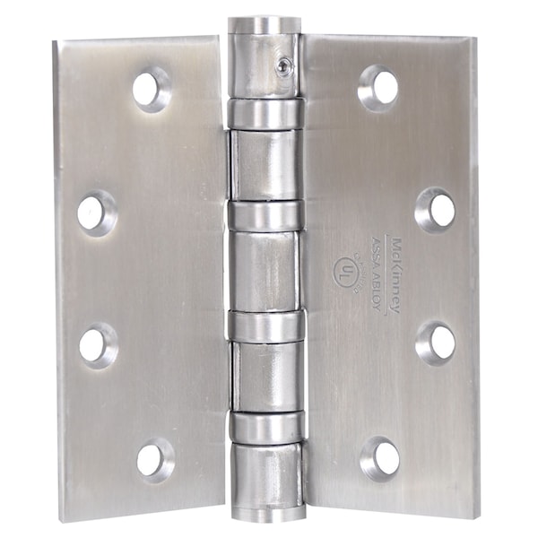 Mckinney Oil Bearing Butt Hinge, 5" x 4-1/2", US32D, NRP, Heavy, Steel Base - T4A3386 5X4-1/2 32D NRP