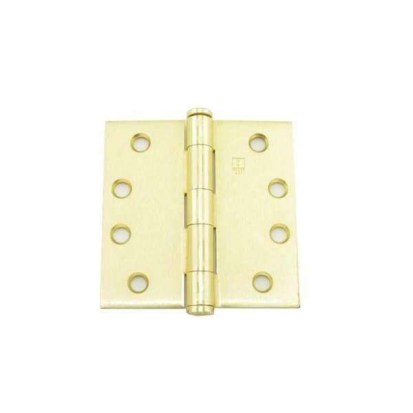 Patioplus 4 x 4 in. Full Mortise Five Knuckle Plain Bearing Standard Weight Hinge, No. 008555 Satin Brass - PA1621506