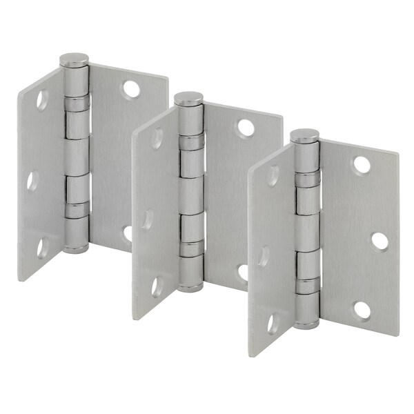 Prime-Line Door Hinge Commercial Smooth Pivot, 3-1/2 in. x 3-1/2 in. w/ Square Corners, Satin Nickel 3 Pack - U 1156253