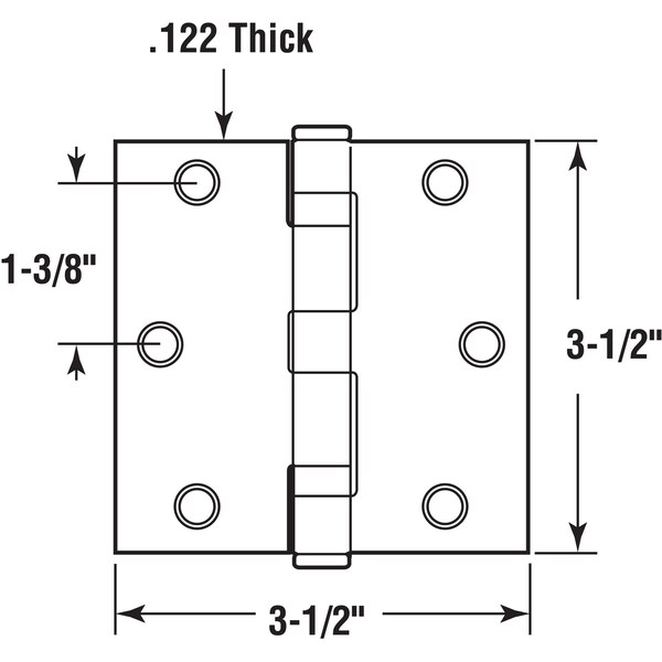 Prime-Line Door Hinge Commercial Smooth Pivot, 3-1/2 in. x 3-1/2 in. w/ Square Corners, Satin Nickel 3 Pack - U 1156253