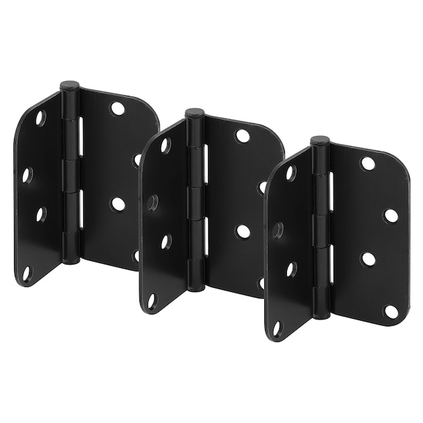 Prime-Line Door Hinge Residential Smooth Pivot, 4 in. with 5/8 in. Radius Corners, Matte Black 3 Pack - U 1150983