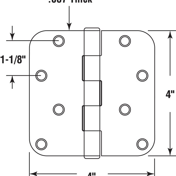 Prime-Line Door Hinge Residential Smooth Pivot, 4 in. with 5/8 in. Radius Corners, Matte Black 3 Pack - U 1150983