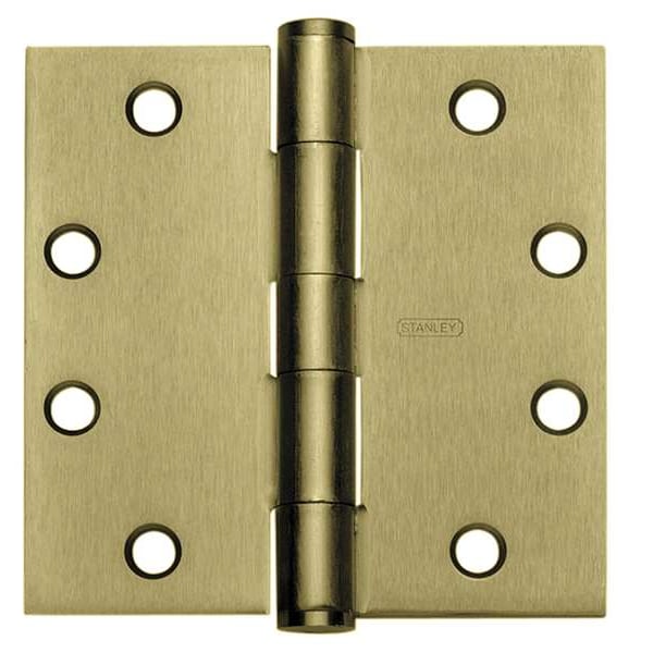 Best Door and Butt Hinge, Steel, Full Mortise Mounting, 1 1/2 in Leaf W x 3 1/2 in Leaf H, Bright Brass - F179 3 5X3 5 DOOR HINGE 3  STL