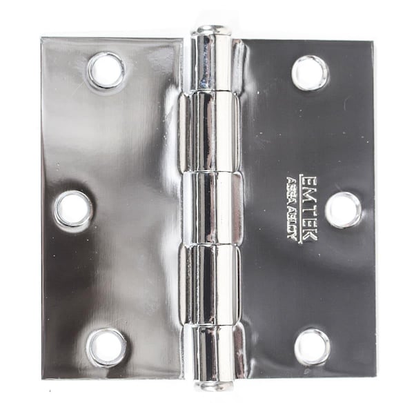 Patioplus 3.5 x 3.5 in. Square Steel Residential Duty Hinges, Bright Chrome, Set of 2 - PA2001708
