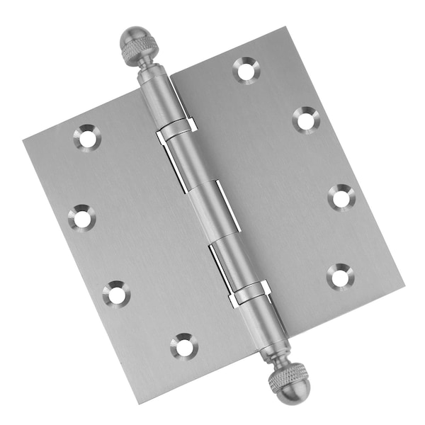 Embassy 5 x 5 Solid Brass Ball Bearing Hinge, Satin Nickel Finish Acorn Tips - 5050BBUS15A-1