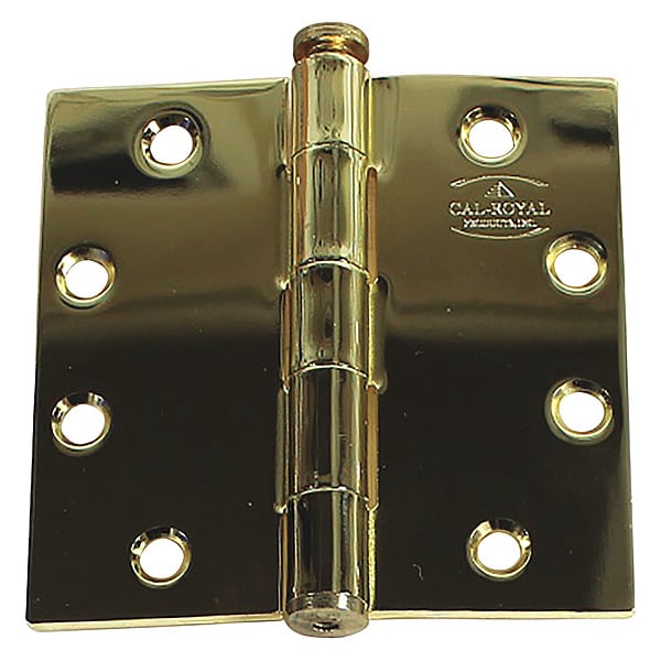 Zoro Select Door and Butt Hinge, Steel, Full Mortise Mounting, 4 1/2 in Leaf W x 4 1/2 in Leaf H, Brass - 56-408BRS
