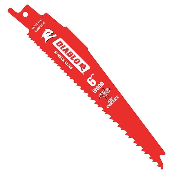 Diablo 6" L x Metal Cutting Reciprocating Saw Blade - DS0612BW5