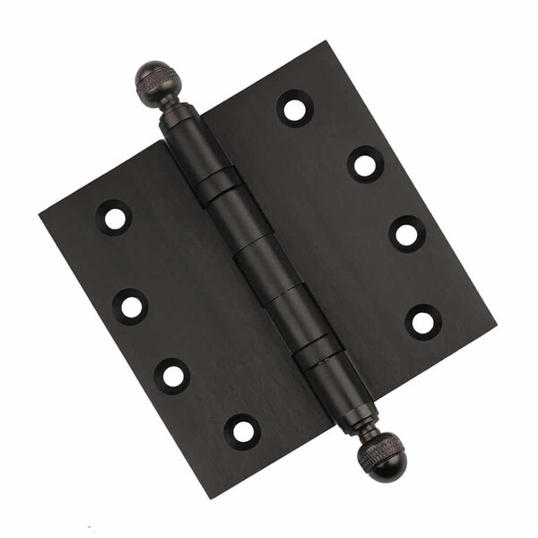 Embassy 4-1/2 x 4-1/2 Solid Brass Ball Bearing Hinge, Oil Rubbed Bronze Finish Acorn Tips - 4545BBUS10BA-1