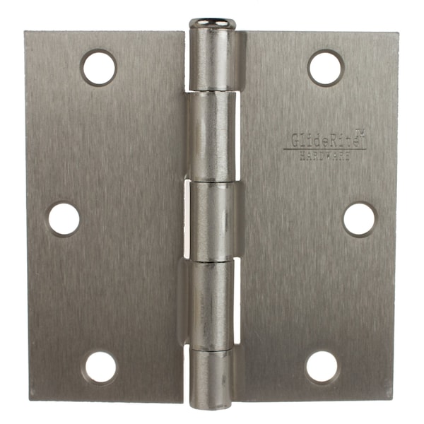Gliderite Hardware 3-1/2 in. Satin Nickel Square Door Hinge - 3500-SN, 50PK - 3500-SN-50
