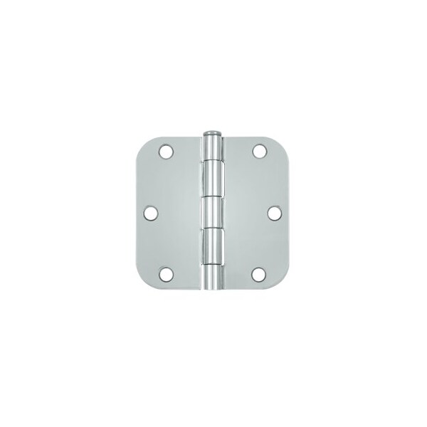 Deltana Polished Chrome 3.5 x 3.5 Plain Bearing 5/8 Radius Corners Mortise Hinge, 10PK pairs - S35R526-XCP10