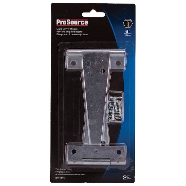 Prosource T-Hinge, Steel, Zinc, Fixed Pin, 180 deg Range of Motion, 36 Pair lb - LTH-Z06-C2PS