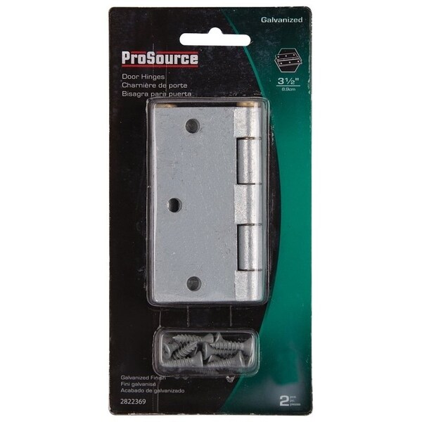 Prosource Square Corner Door Hinge, Steel, Mechanical Galvanized, Loose Pin, 180 deg Range of Motion - 20338MGS-PS