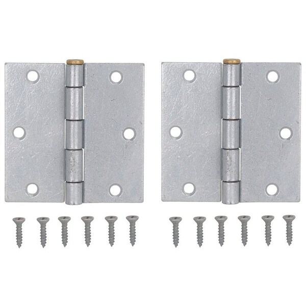 Prosource Square Corner Door Hinge, Steel, Mechanical Galvanized, Loose Pin, 180 deg Range of Motion - 20338MGS-PS