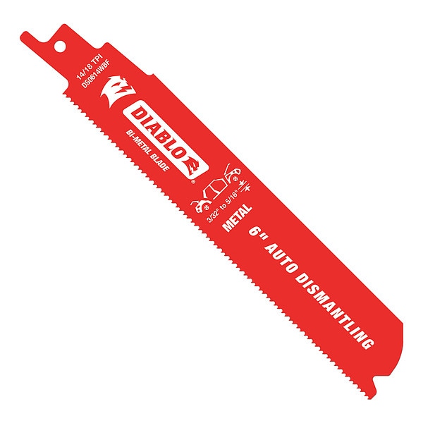 Diablo 6" L x Fire Rescue Cutting Reciprocating Saw Blade - DS0614WBF200