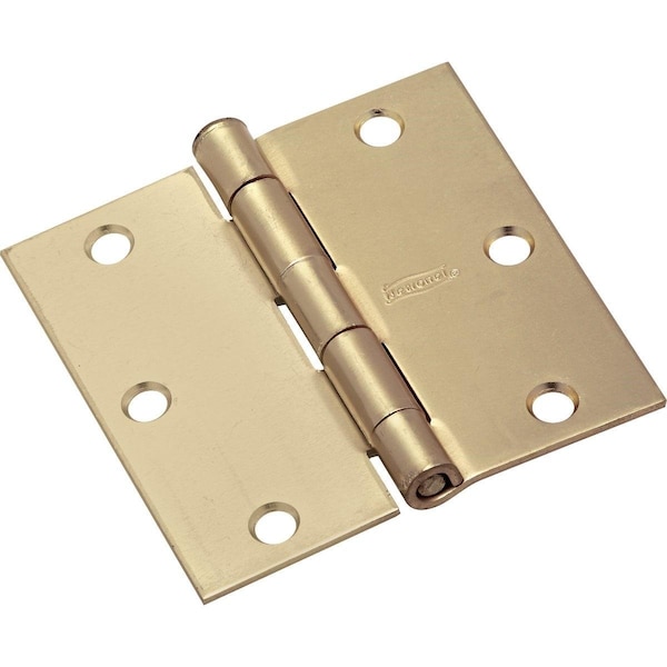 National 3-1/2 In. Square Satin Brass Door Hinge - N830230