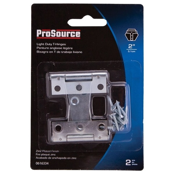 Prosource T-Hinge, Steel, Zinc, Fixed Pin, 180 deg Range of Motion, 16 Pair lb - LTH-Z02-C2PS