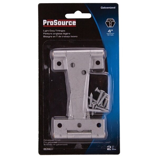 Prosource T-Hinge, Galvanized Steel, Galvanized Brass Pin, Fixed Pin, 180 deg Range of Motion, 26 Pair lb - LTH-G04-C2PS