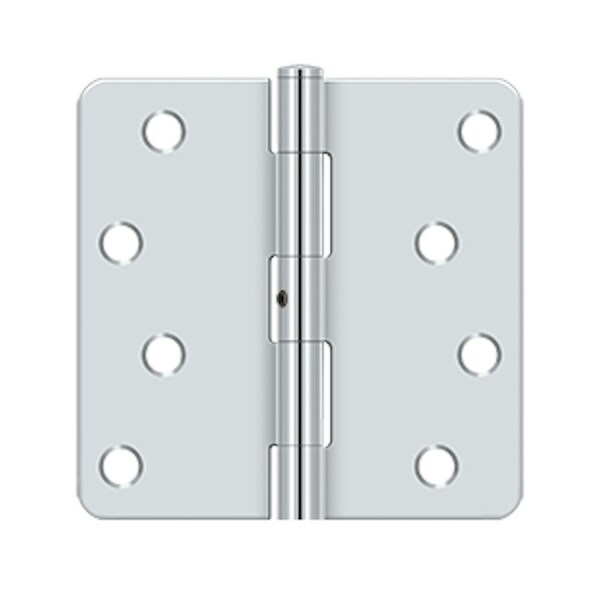 Deltana 4 x 4 x 1/4 Radius Hinge; Heavy Duty; Bright Chrome Finish - S44R4N26