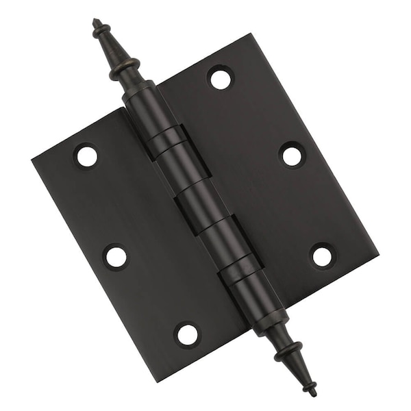 Embassy 3-1/2 x 3-1/2 Solid Brass Hinge, Oil Rubbed Bronze Finish with Steeple Tips - 3535BBUS10BS-1