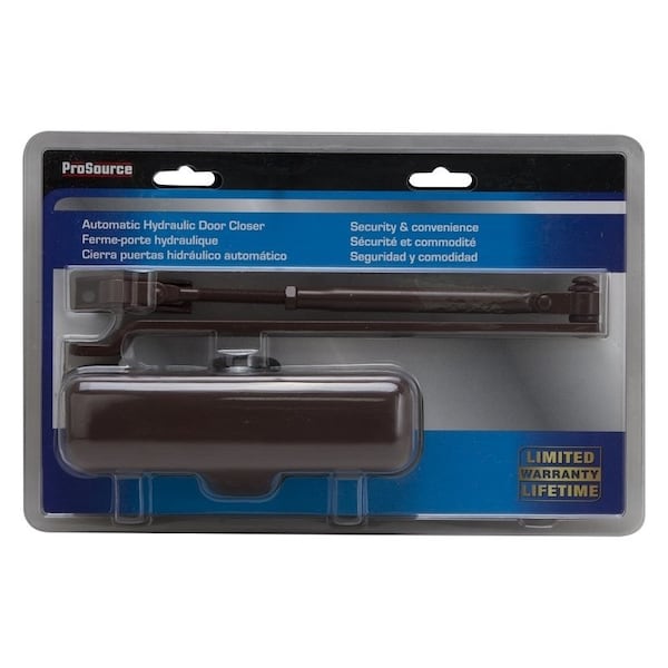 Prosource Door Closer, Automatic, Aluminum, Brown, 100 lb, 150 x 19 mm Mounting Hole Distance - C102-BH-SA-BR