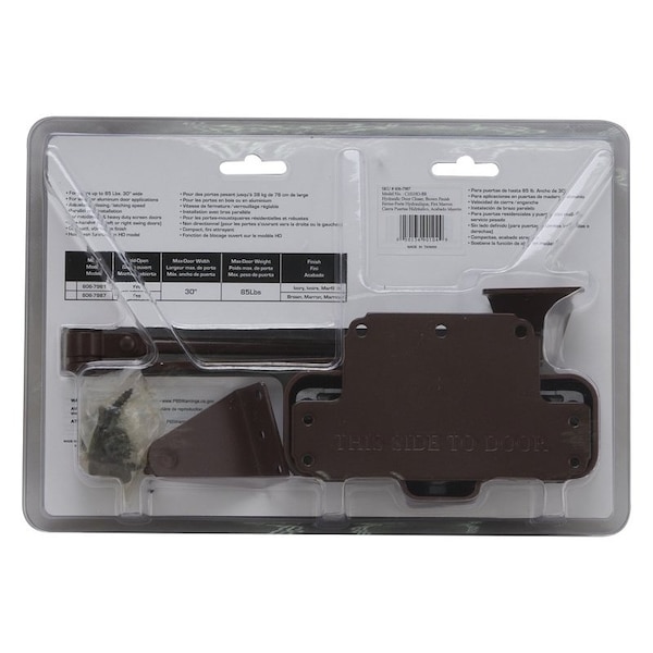Prosource Door Closer, Non-Handed Hand, Automatic, Aluminum, Brown, 85 lb - C101-BH-SA-BR