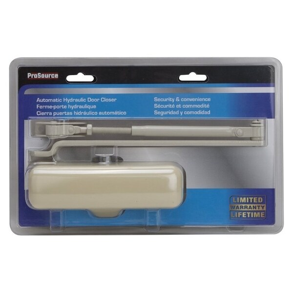 Prosource Door Closer, Automatic, Aluminum, Ivory, 140 lb, 150 x 19 mm Mounting Hole Distance - C103-BH-SA-IV